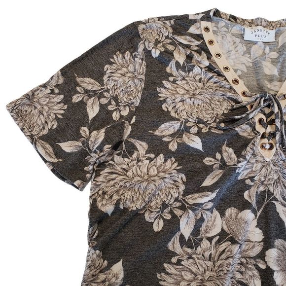 Janette Plus USA V-Neck With Tie Collar Blouse Women's Size Large - Picture 4 of 8